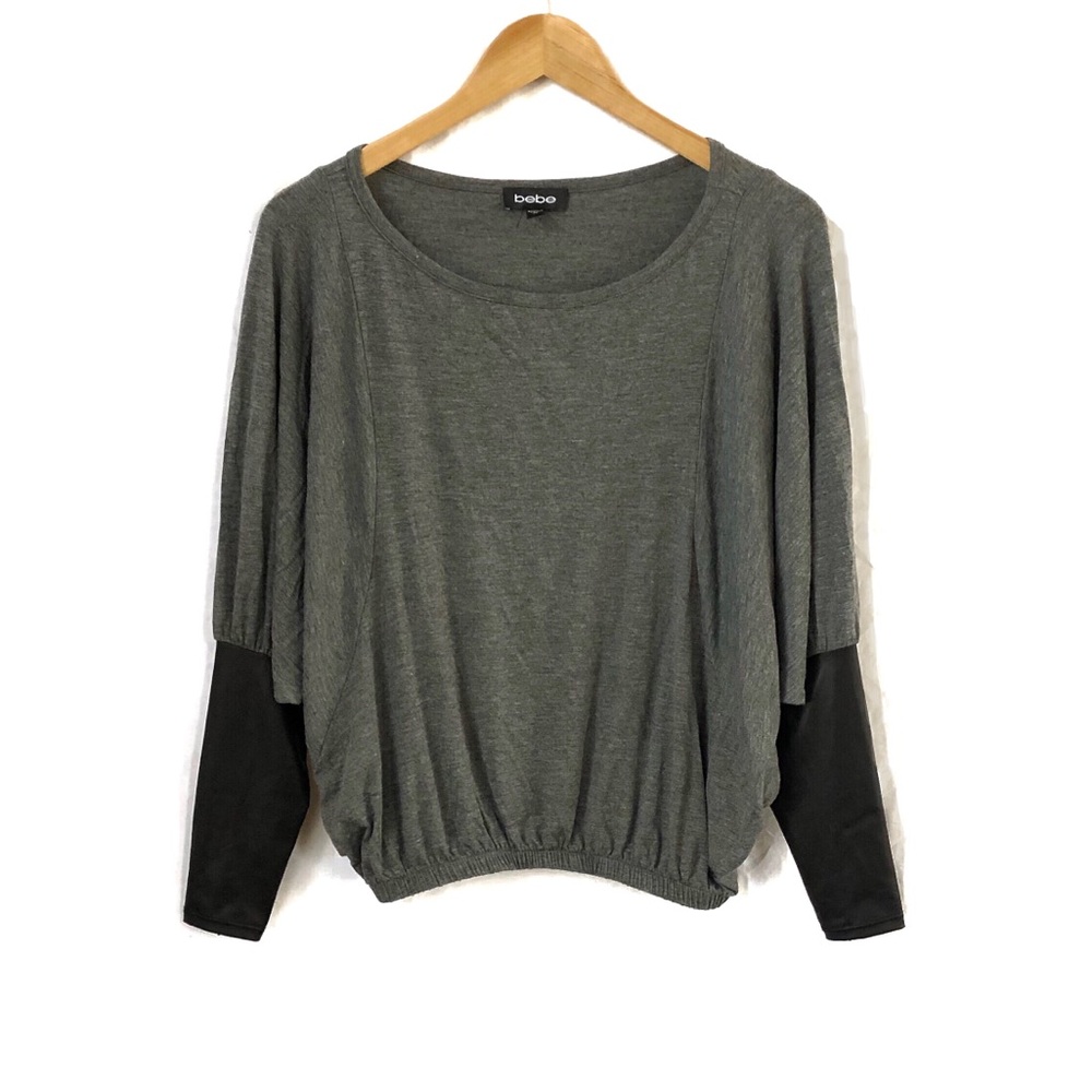 Bebe Top w/ Leather Sleeves